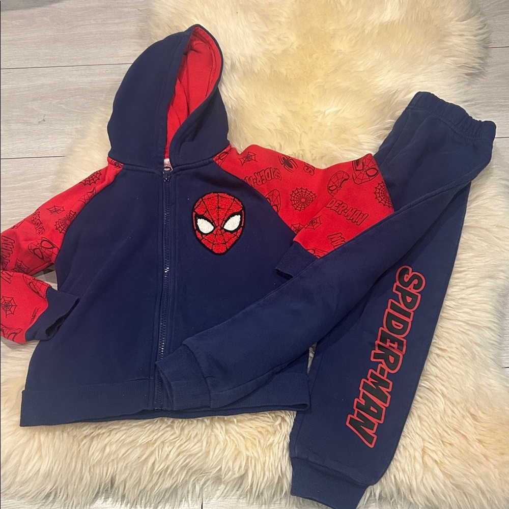 Marvel Spiderman Hoodie & Sweatpants Kids Matching Set - Red and Blue